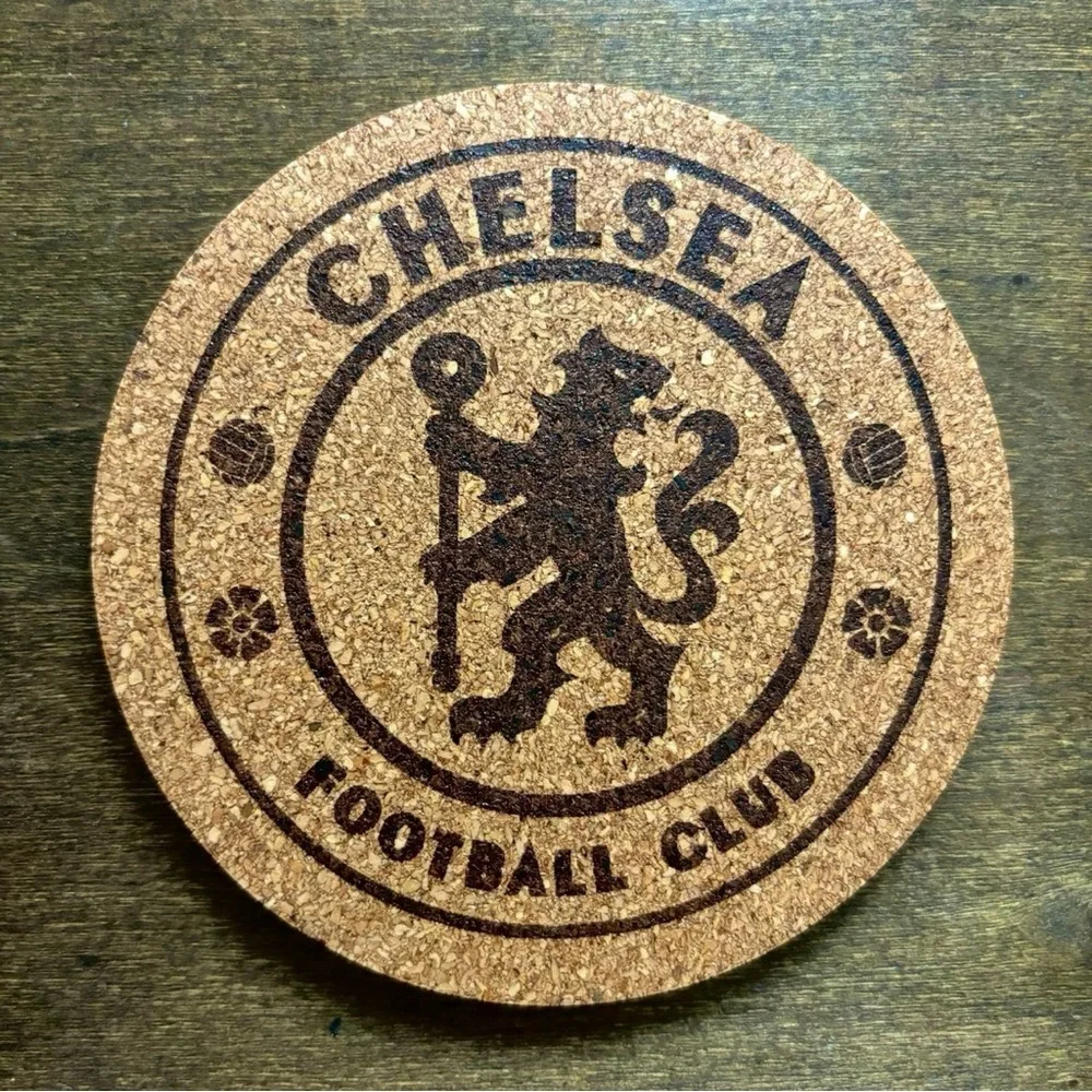 Chelsea Logo Laser Engraved Cork Coaster
